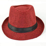 Unisex Men Women Straw Floppy Belt Fedora Hat Derby Beach Trilby Panama Hat
