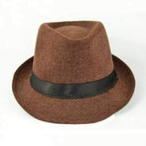 Unisex Men Women Straw Floppy Belt Fedora Hat Derby Beach Trilby Panama Hat