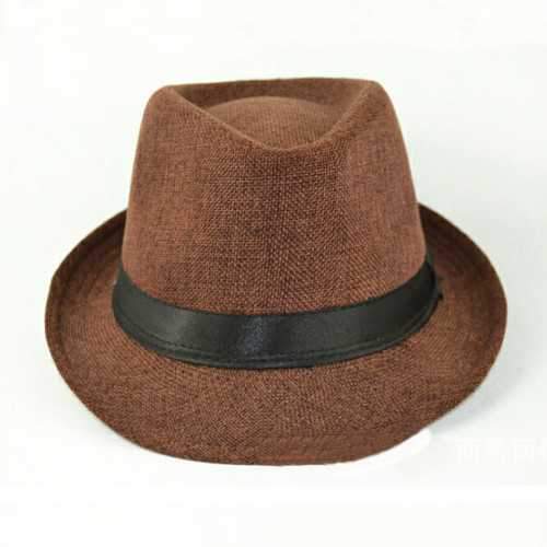 Unisex Men Women Straw Floppy Belt Fedora Hat Derby Beach Trilby Panama Hat