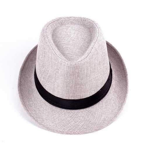 Unisex Men Women Straw Floppy Belt Fedora Hat Derby Beach Trilby Panama Hat