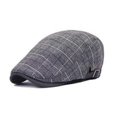 Unisex Cotton Grid Blank Newsboy Beret Hat Duckbill Golf Flat Buckle Cabbie Cap For Men Women