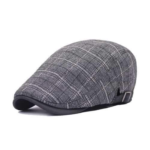 Unisex Cotton Grid Blank Newsboy Beret Hat Duckbill Golf Flat Buckle Cabbie Cap For Men Women