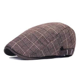 Unisex Cotton Grid Blank Newsboy Beret Hat Duckbill Golf Flat Buckle Cabbie Cap For Men Women