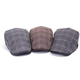 Unisex Cotton Grid Blank Newsboy Beret Hat Duckbill Golf Flat Buckle Cabbie Cap For Men Women