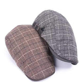 Unisex Cotton Grid Blank Newsboy Beret Hat Duckbill Golf Flat Buckle Cabbie Cap For Men Women