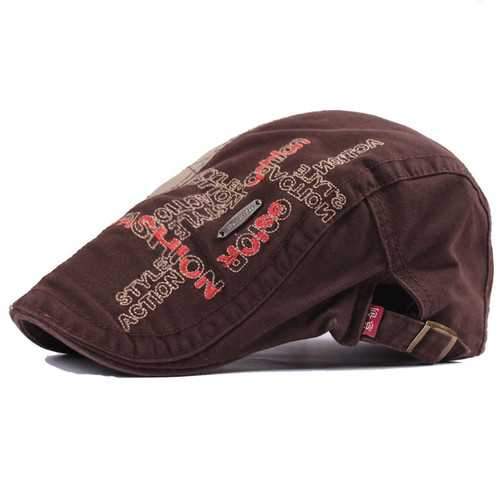 Unisex Cotton Embroidery Washed Newsboy Beret Hat Duckbill Golf Flat Buckle Cabbie Cap For Men Women