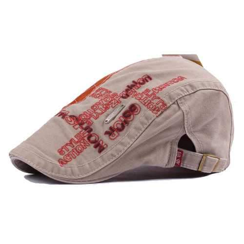 Unisex Cotton Embroidery Washed Newsboy Beret Hat Duckbill Golf Flat Buckle Cabbie Cap For Men Women