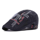 Unisex Cotton Embroidery Washed Newsboy Beret Hat Duckbill Golf Flat Buckle Cabbie Cap For Men Women