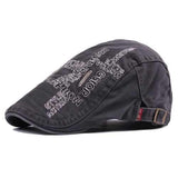 Unisex Cotton Embroidery Washed Newsboy Beret Hat Duckbill Golf Flat Buckle Cabbie Cap For Men Women