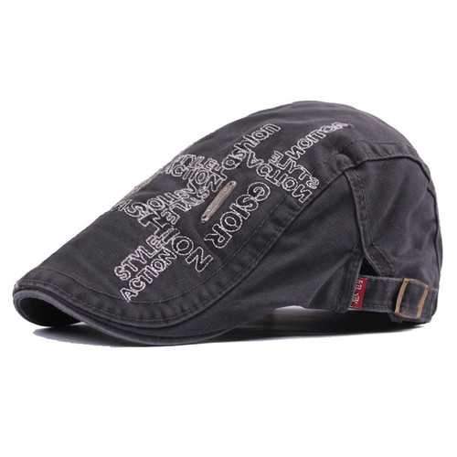Unisex Cotton Embroidery Washed Newsboy Beret Hat Duckbill Golf Flat Buckle Cabbie Cap For Men Women