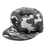 Unisex Camo Canvas Green Gray Camouflage Baseball Cap Adjustable Hip-hop Hat Flat Snapback