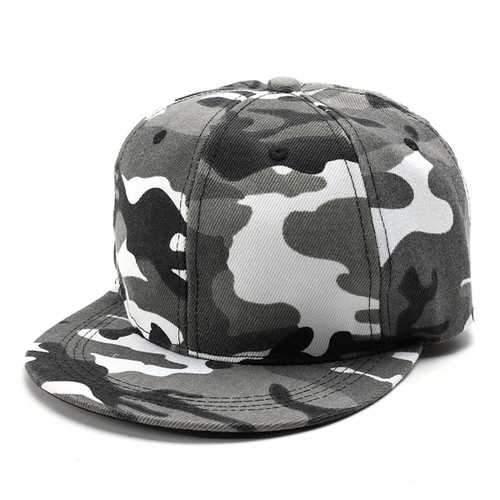 Unisex Camo Canvas Green Gray Camouflage Baseball Cap Adjustable Hip-hop Hat Flat Snapback