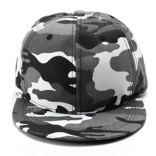 Unisex Camo Canvas Green Gray Camouflage Baseball Cap Adjustable Hip-hop Hat Flat Snapback