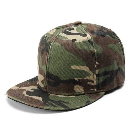 Unisex Camo Canvas Green Gray Camouflage Baseball Cap Adjustable Hip-hop Hat Flat Snapback