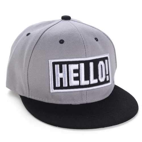 Unisex Letter Hello Embroidery Baseball Cap Adjustable Hipster Outdooors Flat Hip-hop Hats