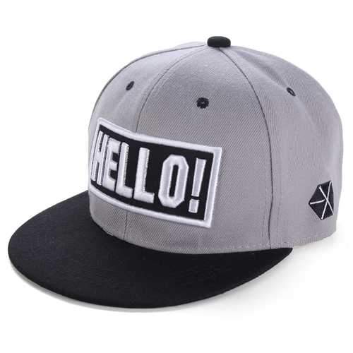 Unisex Letter Hello Embroidery Baseball Cap Adjustable Hipster Outdooors Flat Hip-hop Hats