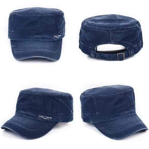 Vintage Military Men Outdoor Cotton Blend Plain  Army Hat Adjustable Flat Cap