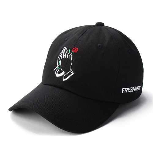 Women Rose Black Baseball Cap Adjustable Men Snapback Sport Hip-Hop Dance Hat