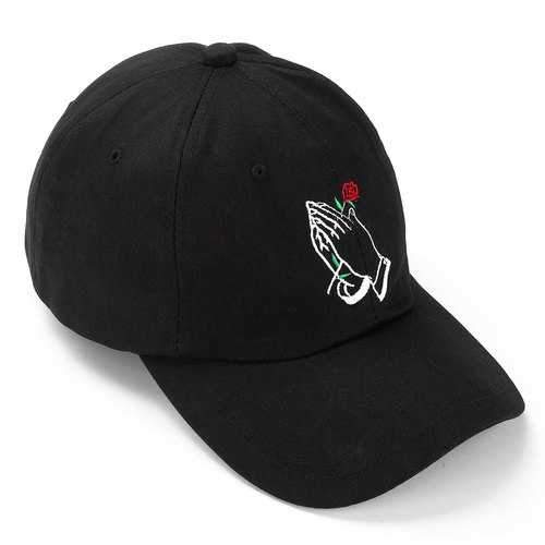 Women Rose Black Baseball Cap Adjustable Men Snapback Sport Hip-Hop Dance Hat