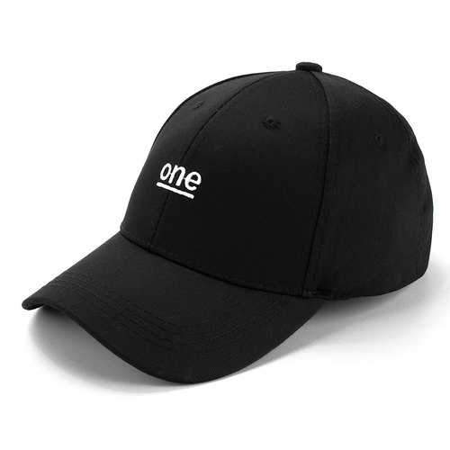 Letter Black Hat Hip-hop Kpop Curved Strap Back Baseball Cap Adjustable for Women Men
