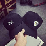 Letter Black Hat Hip-hop Kpop Curved Strap Back Baseball Cap Adjustable for Women Men