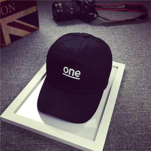 Letter Black Hat Hip-hop Kpop Curved Strap Back Baseball Cap Adjustable for Women Men
