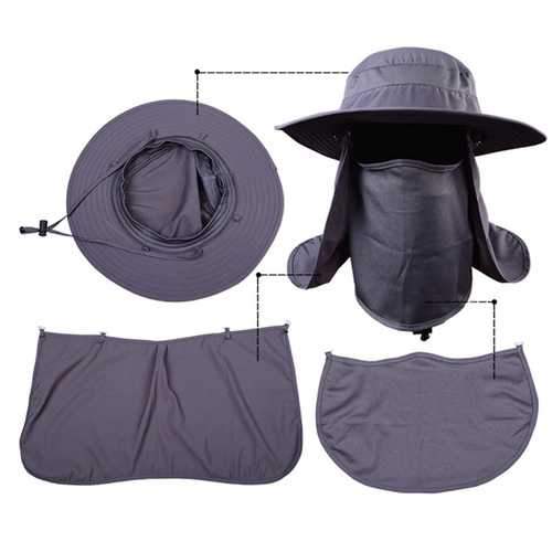 Unisex Men Women Mesh Polyester Uv Protection Windproof Fishing Cap Outdooors Cap Neck Face Hat