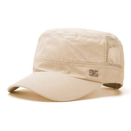 Men Black Ivory Polyester Mesh Army Plain Hat Snapback Caps
