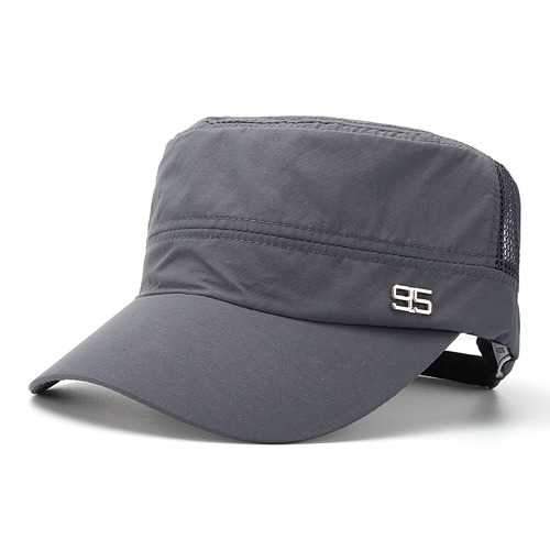 Men Black Ivory Polyester Mesh Army Plain Hat Snapback Caps
