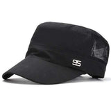 Men Black Ivory Polyester Mesh Army Plain Hat Snapback Caps