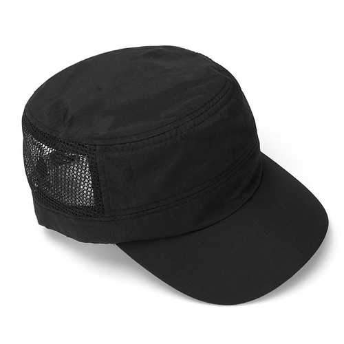 Men Black Ivory Polyester Mesh Army Plain Hat Snapback Caps