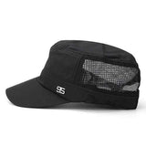 Men Black Ivory Polyester Mesh Army Plain Hat Snapback Caps