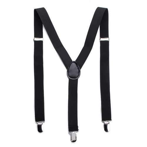 Men Women Clip-on Suspenders Elastic Y-Shape Adjustable Braces Solids