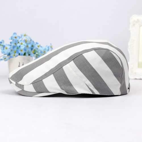 Unisex Stripe Cotton Beret Hat Buckle Adjustable Paper Boy Newsboy Cabbie Golf Gentleman Cap For Men