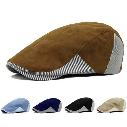 Unisex Men Women Corduroy Cotton Beret Hat Buckle Adjustable Paper Boy Newsboy Cabbie Golf Cap
