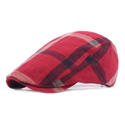 Unisex Men Women Cotton Stripe Newsboy Beret Cap Flat Buckle Cowboy Cabbie Hat