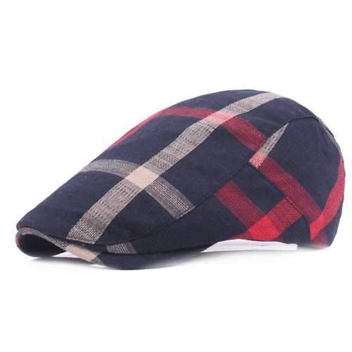 Unisex Men Women Cotton Stripe Newsboy Beret Cap Flat Buckle Cowboy Cabbie Hat
