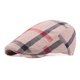 Unisex Men Women Cotton Stripe Newsboy Beret Cap Flat Buckle Cowboy Cabbie Hat