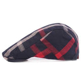 Unisex Men Women Cotton Stripe Newsboy Beret Cap Flat Buckle Cowboy Cabbie Hat