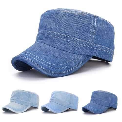 Unisex Denim Jeans Washed Adjustable Baseball Cap Flat Snapback Hat For Men Women