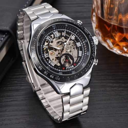 MCE 60275 Luxury Male Self-wind Mechanical Watches Stainless Steel Roman Numeral Wrist Watch