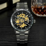 MCE 60210 Cool Business Man Black Stainless Steel Automatic Mechanical Wrist Watch