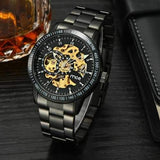 MCE 60210 Cool Business Man Black Stainless Steel Automatic Mechanical Wrist Watch