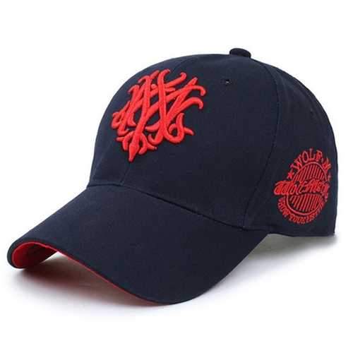 Men Cotton Blend Embroidery Wolf Baseball Bboy Cap