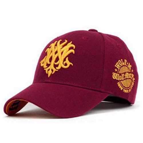 Men Cotton Blend Embroidery Wolf Baseball Bboy Cap