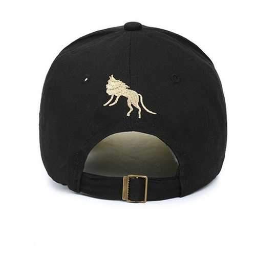 Men Cotton Blend Embroidery Wolf Baseball Bboy Cap