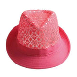 Men Women Wide Brim Fedora Jazz Hat Hollow Top Summer Beach Cap Jazz Gentleman Hats