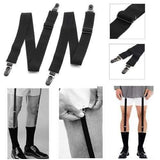 Men Black Military Y Shirt Socks Stays Adjustable Garter
