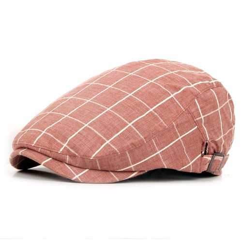 Unisex Men Women Cotton Blend Newsboy Beret Cap Grid Blank Thick Flat Cowboy Cabbie Hat