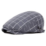 Unisex Men Women Cotton Blend Newsboy Beret Cap Grid Blank Thick Flat Cowboy Cabbie Hat